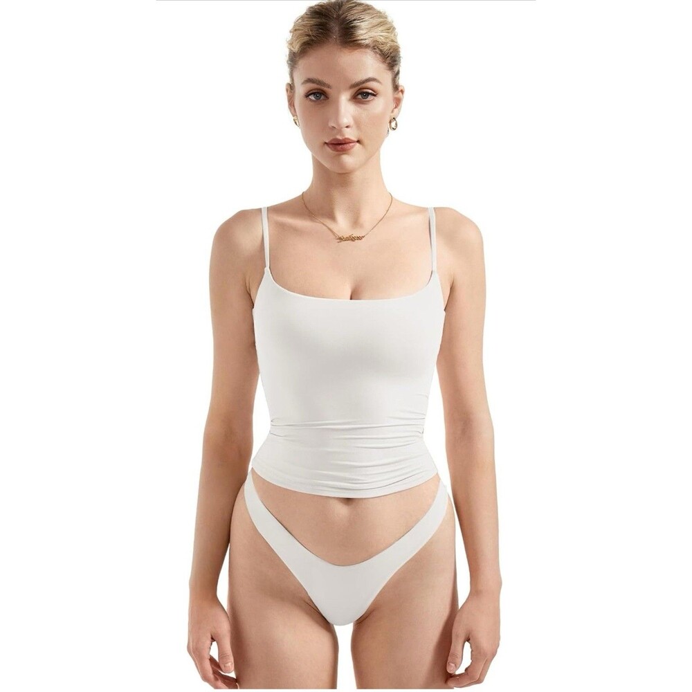 SUUKSESS Women Summer Y2K Going Out Crop Tops Sexy Square Neck White Small